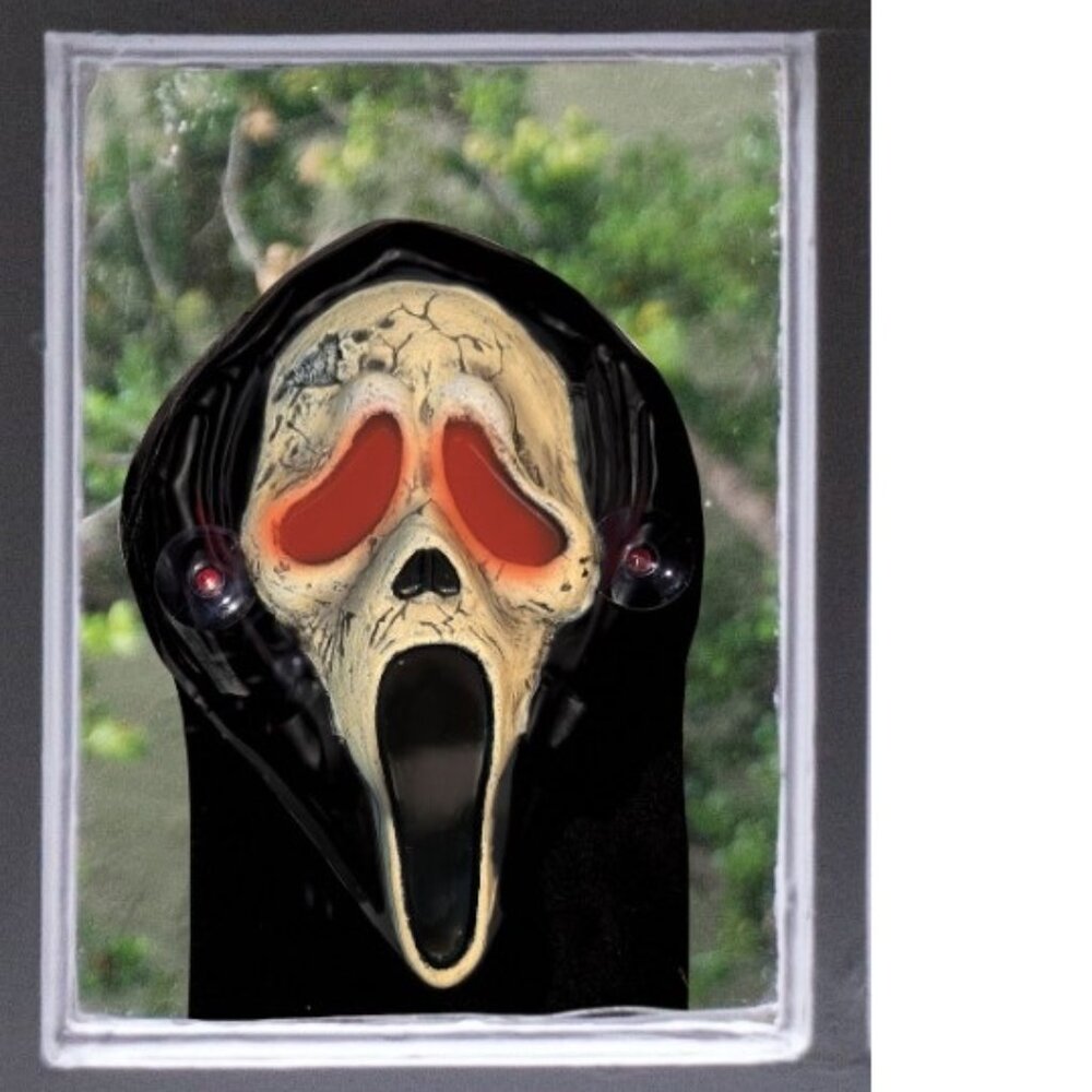 Ghost Face Scream Halloween Window Prop Light Up Decor Scary 12" Decoration